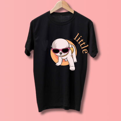 Round Neck Tshirt Printed Black- puppy