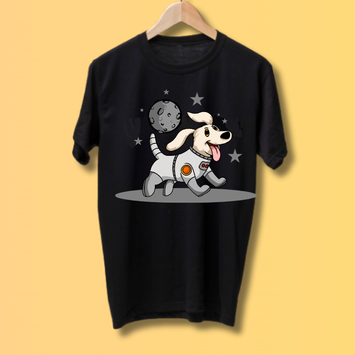 Round Neck Tshirt Printed Black- Pup