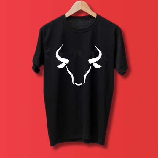 Round Neck Tshirt Printed Black- Bull