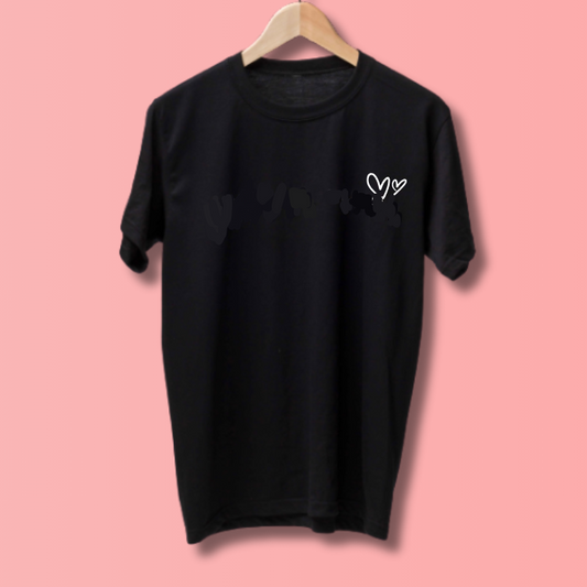 Round Neck Tshirt Printed Black- Heart