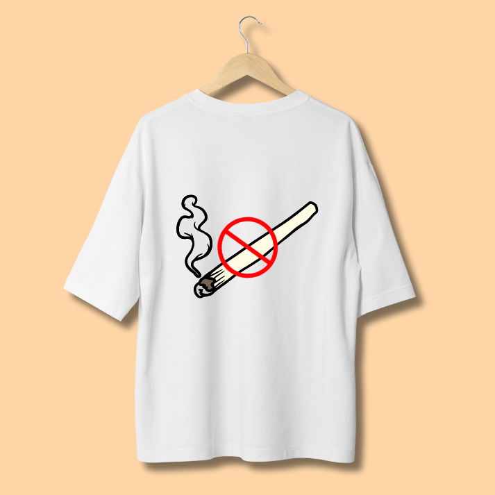 Classic Oversized Tshirt White-No Smoking