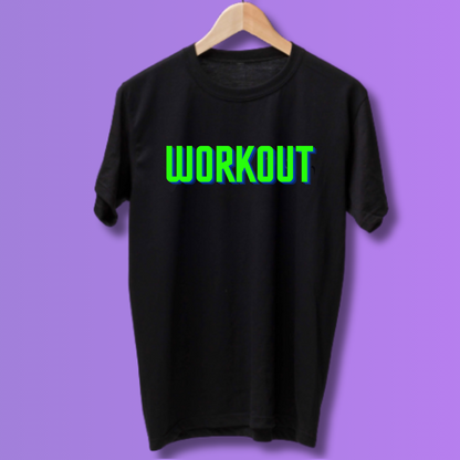 Round Neck Tshirt Printed Black- Workout