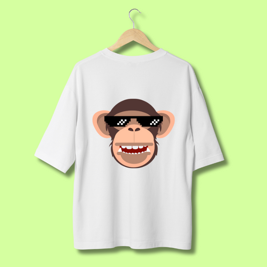 Classic Oversized Tshirt White-Quirky Monkey