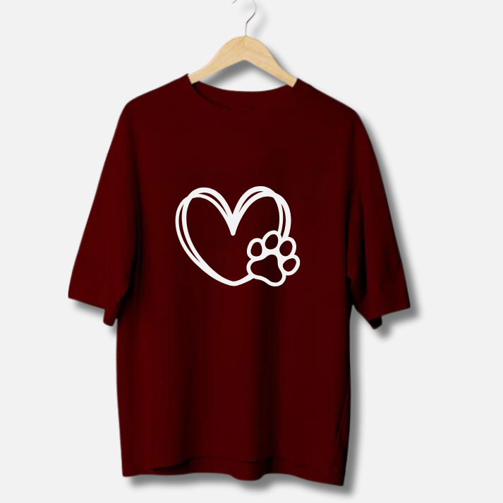 Classic Oversized Tshirt Maroon-Dog Love