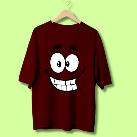 Classic Oversized Tshirt Maroon-Happy