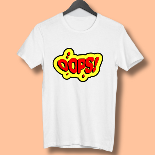 Round Neck Tshirt Printed White- OOPS