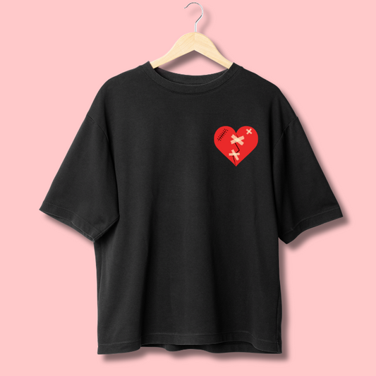 Classic Oversized Tshirt Black- Broken Heart