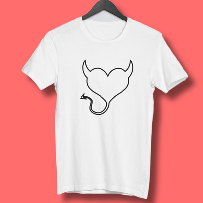 Round Neck Tshirt Printed White- Evil Love