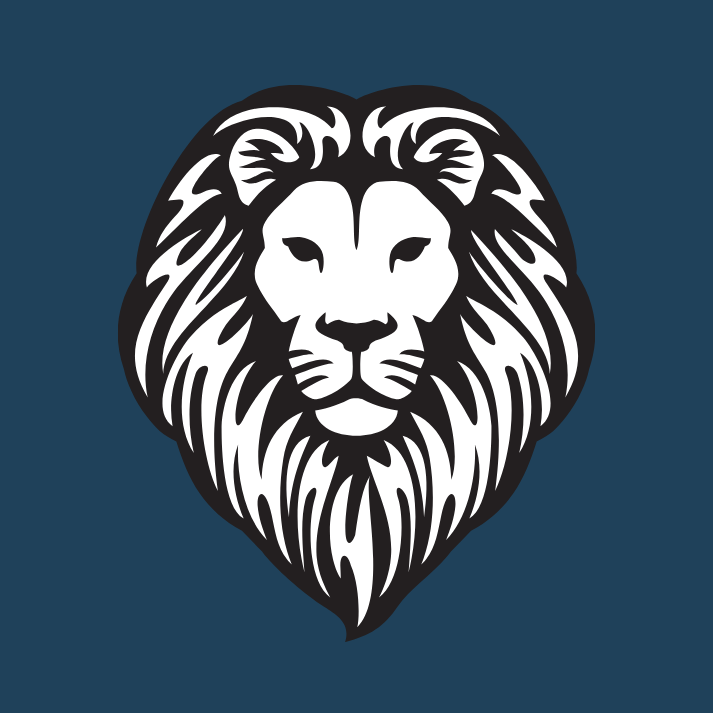 Round Neck Tshirt Printed Navy Blue- Lion