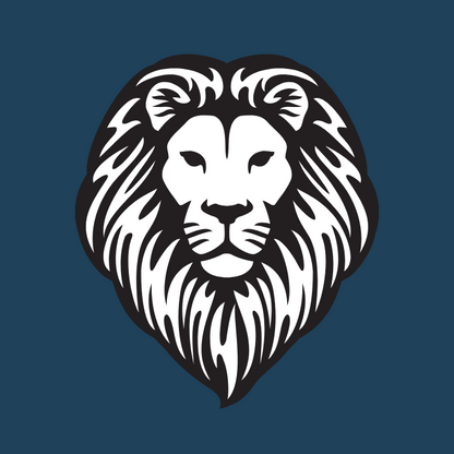 Round Neck Tshirt Printed Navy Blue- Lion