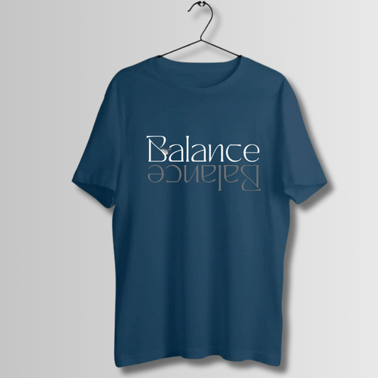 Round Neck Tshirt Printed Blue- Balance