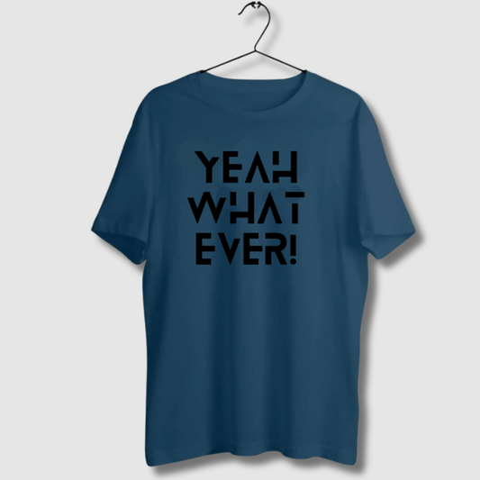 Round Neck Tshirt Printed Navy Blue- Yeah Whaterver