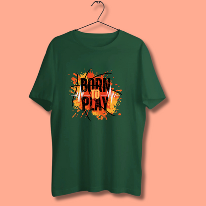 Round Neck Tshirt Printed Green- Born To Play