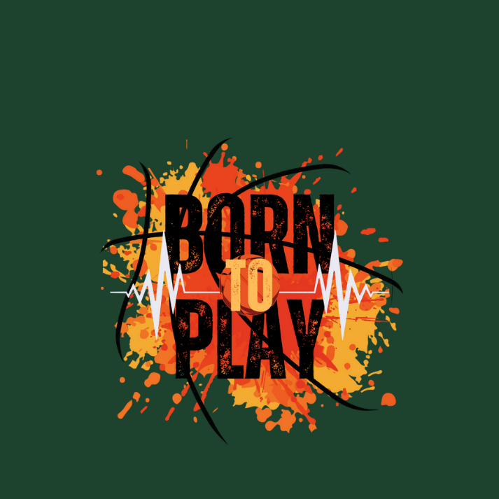 Round Neck Tshirt Printed Green- Born To Play