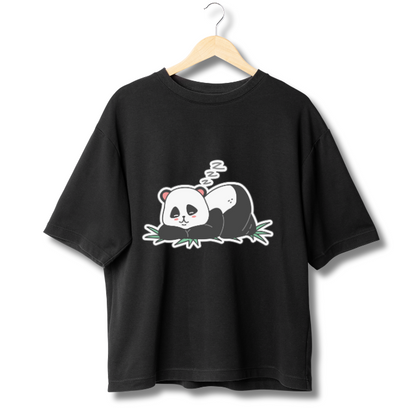 Classic Oversized Tshirt Black-Lazy Panda