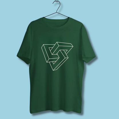 Round Neck Tshirt Printed Green- Illusion