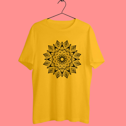 Round Neck Tshirt Printed Yellow- Mandala