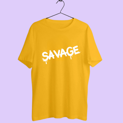 Round Neck Tshirt Printed Yellow- Savage