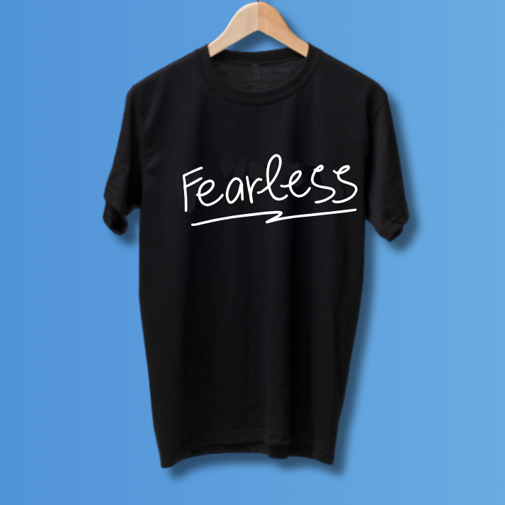 Round Neck Tshirt Printed Black- Fearless