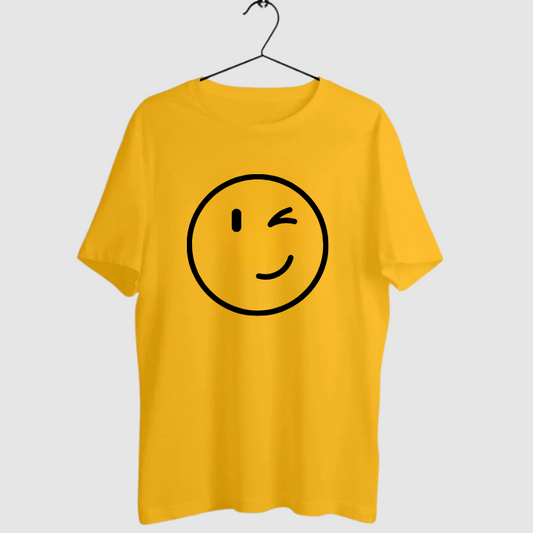 Round Neck Tshirt Printed Yellow- Wink