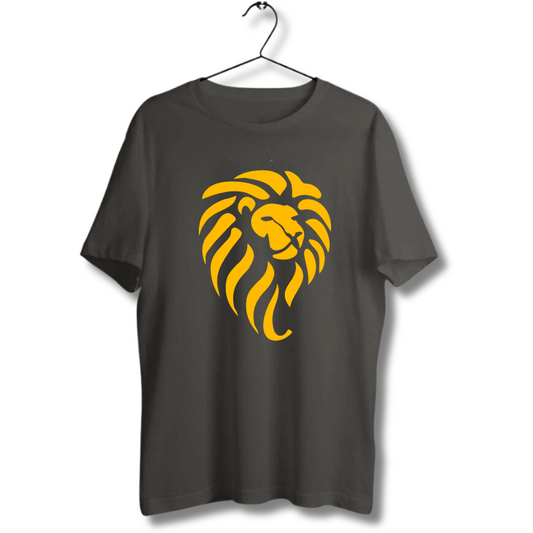 Round Neck Tshirt Printed Grey- Lion