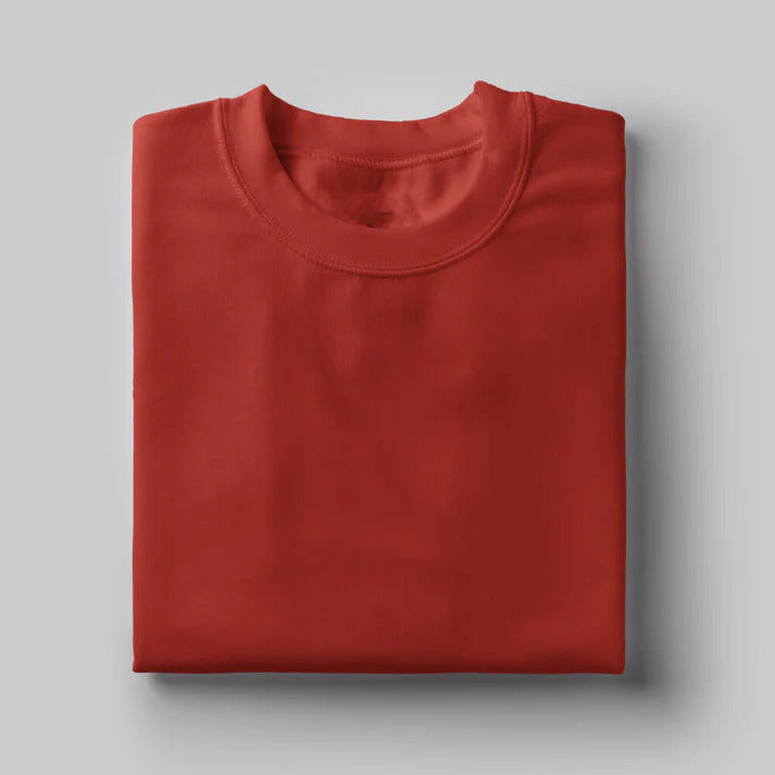 Round Neck Tshirt Plain Red - Lafangey