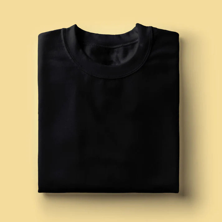 Round Neck Tshirt Plain Black- Lafangey