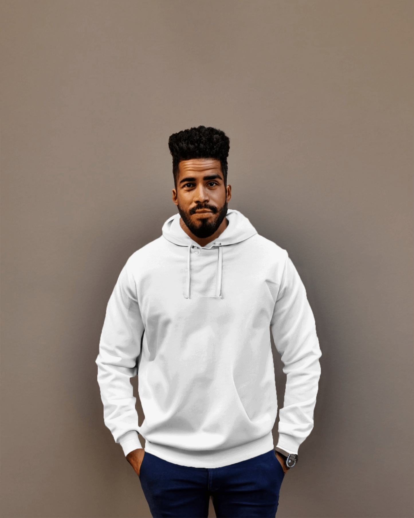 Casual Men Hoodie- White