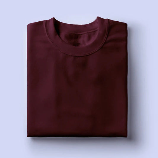 Round Neck Tshirt Plain Maroon- Lafangey