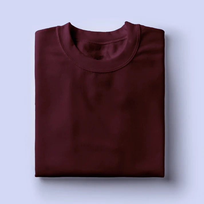 Round Neck T-shirt Plain- Maroon