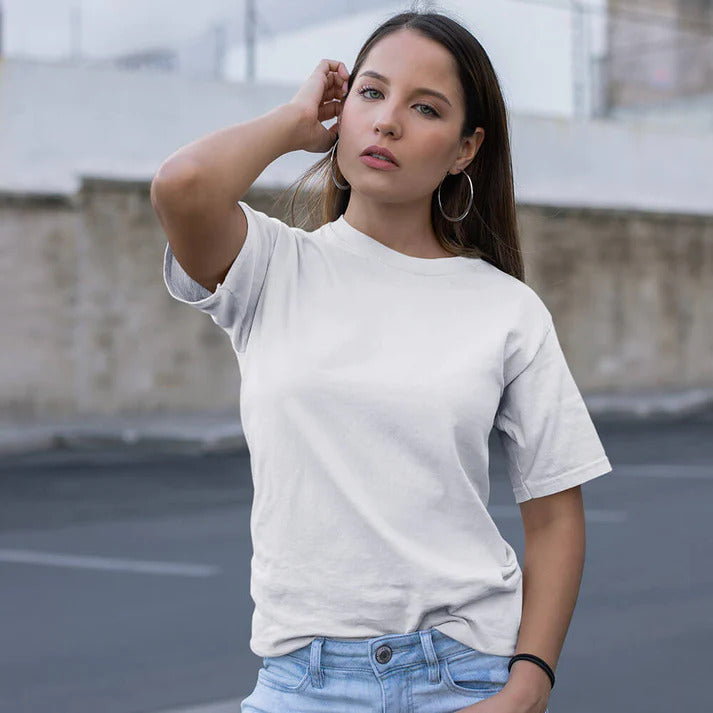 Round Neck T-shirt Plain- White