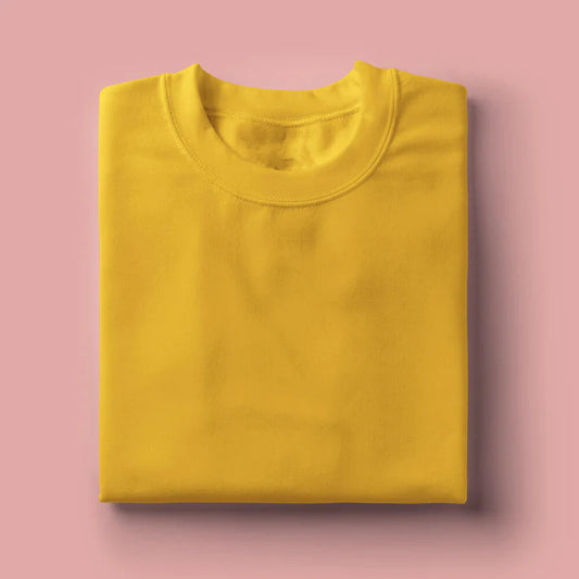 Round Neck Tshirt Plain Yellow - Lafangey